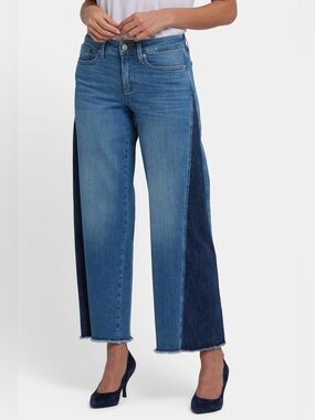 NYDJ Teresa Wide Leg Jeans Contrast Side Panels Avenue Blue Plus Size 18W